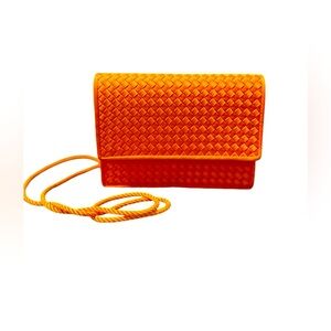 Saks Fifth Avenue Orange Woven Clutch